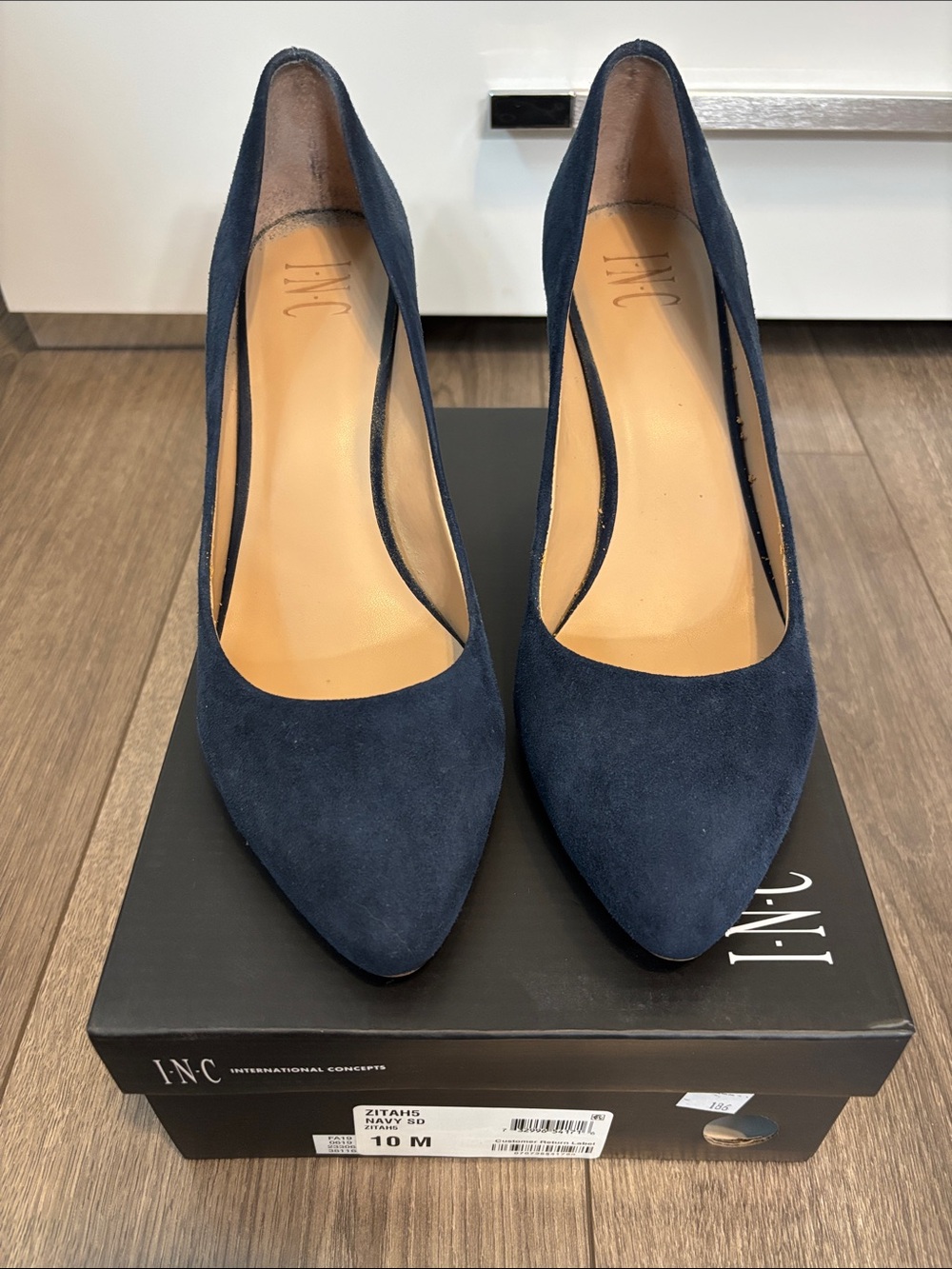 INC International Concepts Navy Suede Pointed Pumps